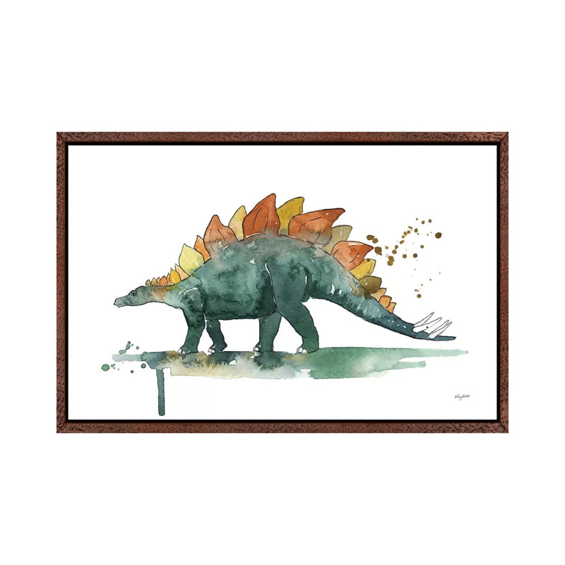 Stegosaurus by Kelsey McNatt - Painting on Canvas, 45.72cm H x 66.04cm W x 3.81cm D, Classic Brown Wood Framed