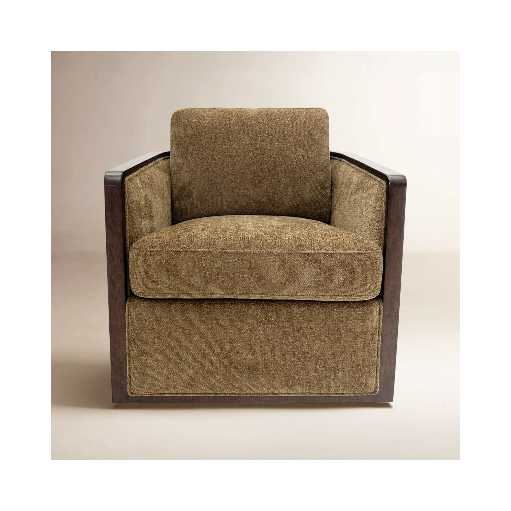  Clarisse Upholstered Swivel Chair, Light Coffee