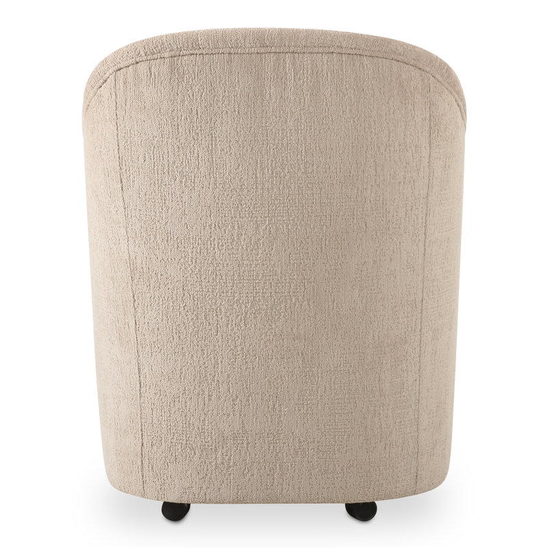 Denice Rolling Dining Arm Chair, Beige Performance Chenille