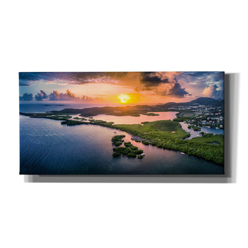 Ebern Designs «St Thomas USVI Sunrset» par Epic Portfolio, art mural sur toile,, H 12 po x l 24 po x P 0,75 po