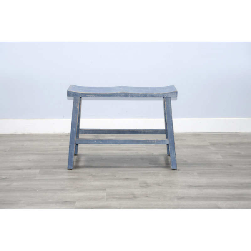 Ashat Solid Wood Bench, 24" H x 33" W x 14.5" D, Ocean Blue