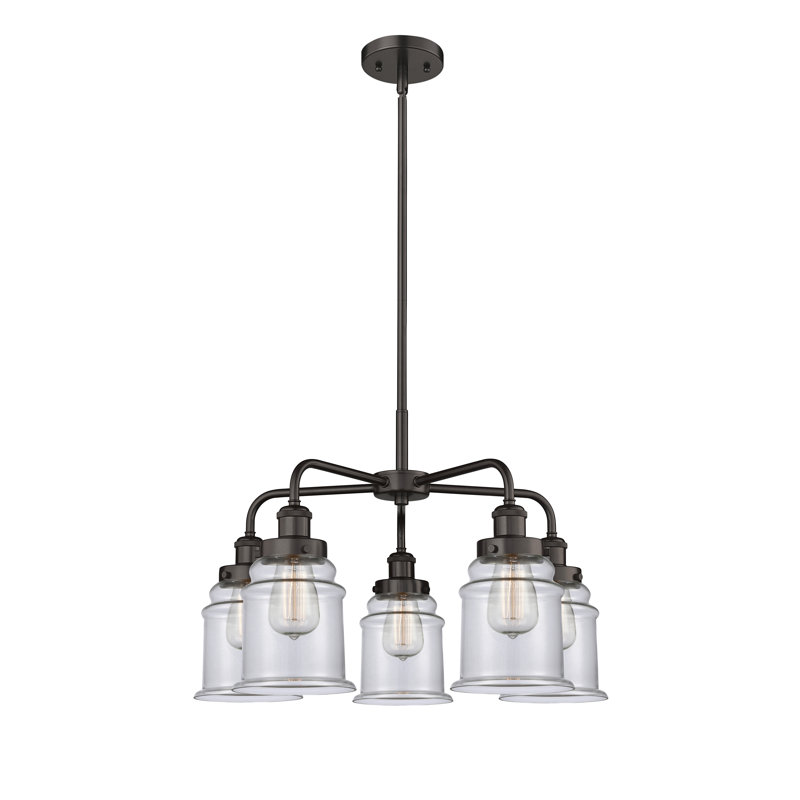 Alvi 5 - Light Glass Dimmable Chandelier, Clear, Oil Rubbed Bronze