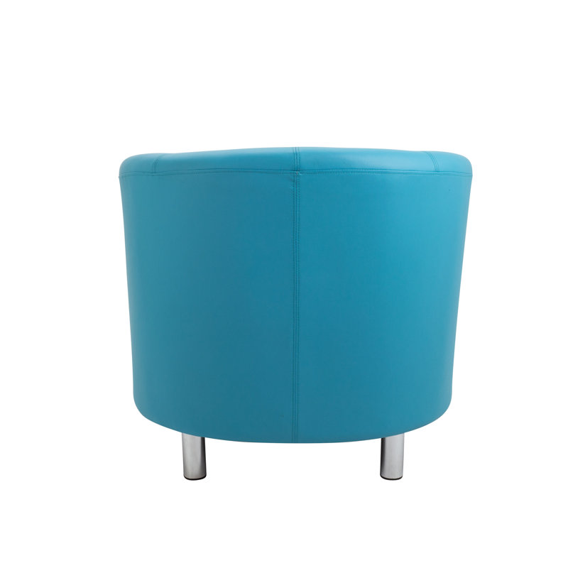 Pyrmont Faux Leather Barrel Chair, Sky Blue