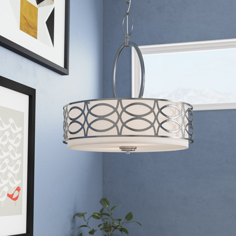 Washington Mews 3 - Light Unique/Statement Pendant, Polished Nickel, Slate Gray