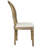French Country Dining Chairs | Upholstered Linen Padded Fabric with Dark Rustic Natural Wooden Frame | Farmhouse Oval Rattan Back Side Chair For Kitchen, Wedding Chairs & Hotel Use, Ivory Off White-336626068