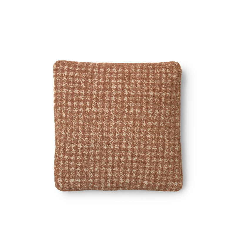 Betty Houndstooth Square Cushion, Pied De Poule Orange