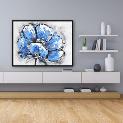 Abstract Blue Petals Print On Canvas