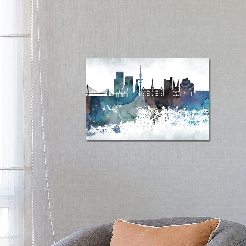 Hamburg Bluish Skyline - Wrapped Canvas Print, 45.72cm H x 66.04cm W