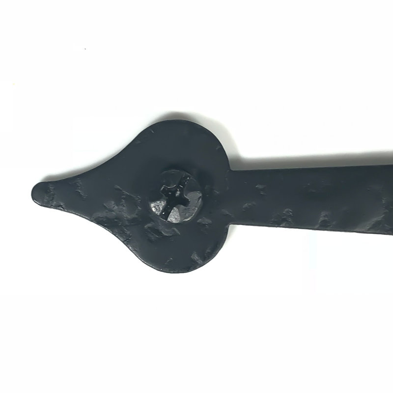 6-1/2" Black Iron Heart Cabinet Strap Hinge, Flush, Pair