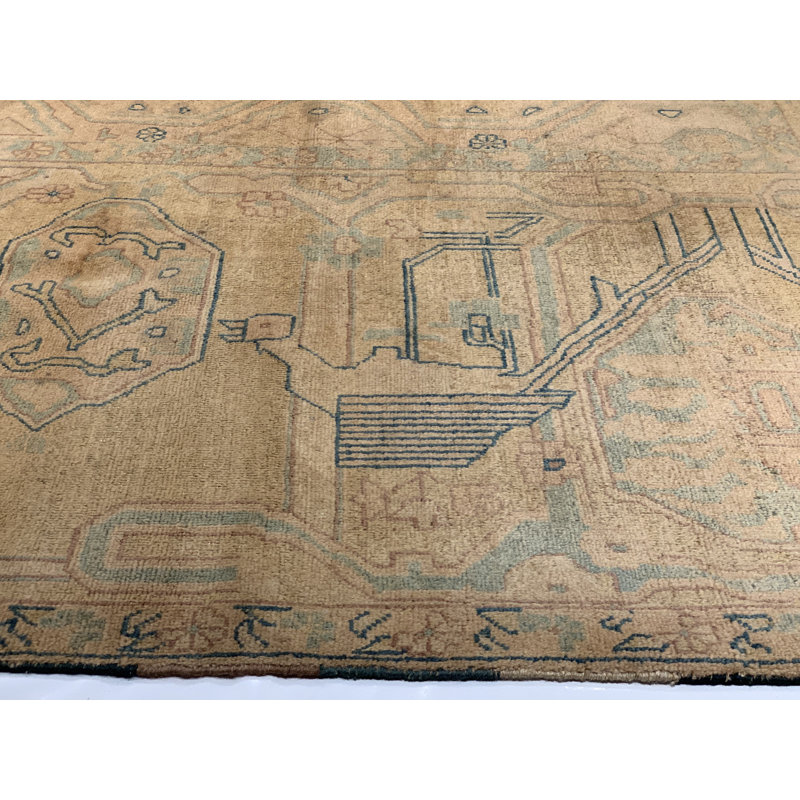 Wool Oriental Area Rug in Tan/Ivory