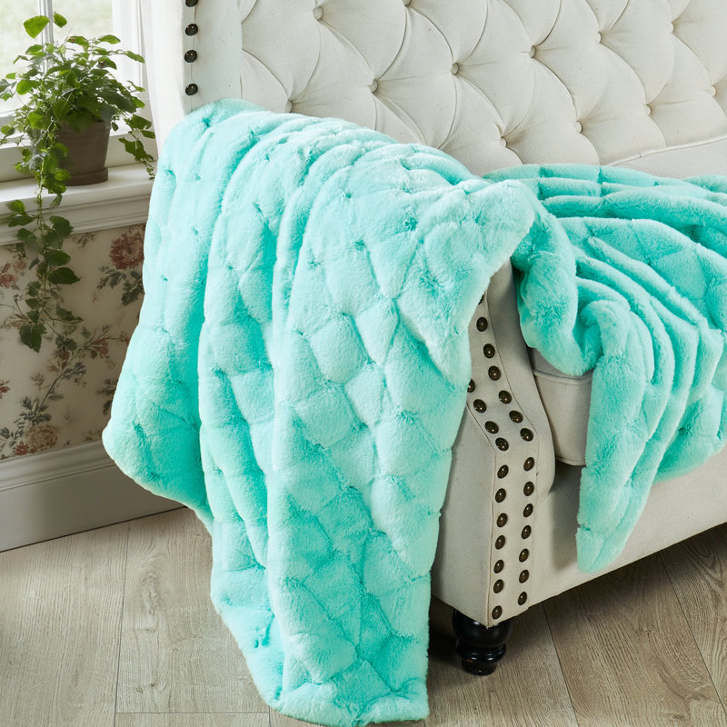 CloudNest Plush Faux Fur Throw Blanket, Turquoise