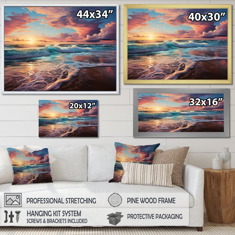 «Sunset Horizon II», reproduction sur toile encadrée, H 12 po x l 20 po x P 1 po, Cadre flottant brun
