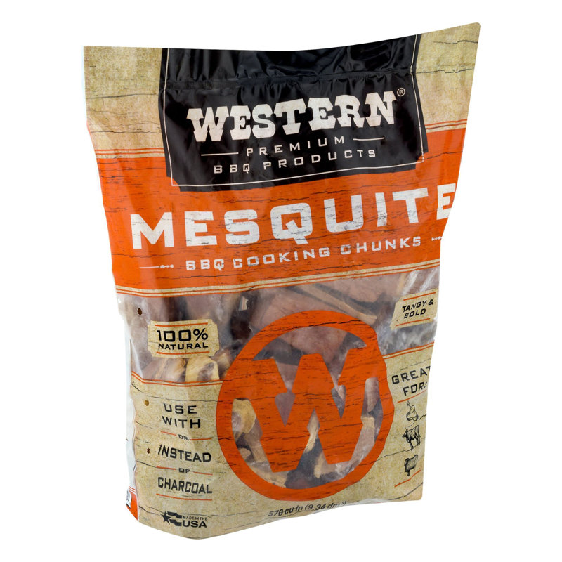 Western Premium BBQ 1.3 Cu Ft Mesquite Flavor Wood Cooking Chunks, Set of 2
