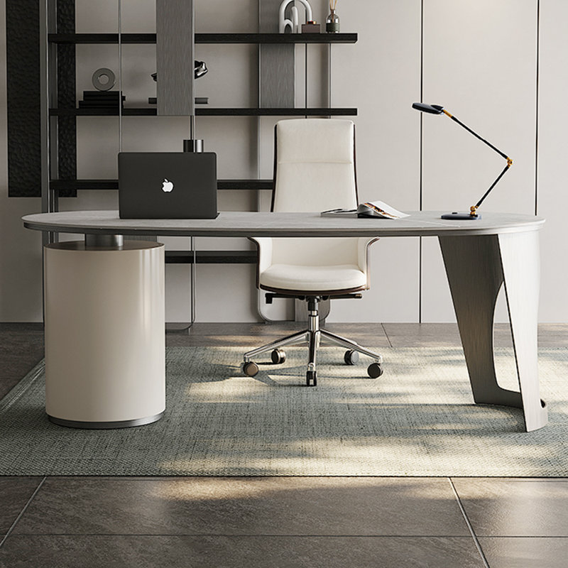 Italian light luxury style desk and chair set, Gray