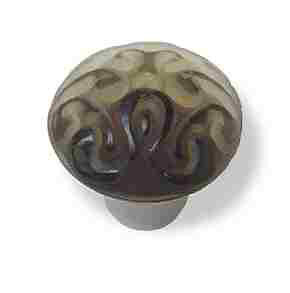 (5 Pack) 1-3/8 inch Scroll Knob Smoke with Satin Nickel