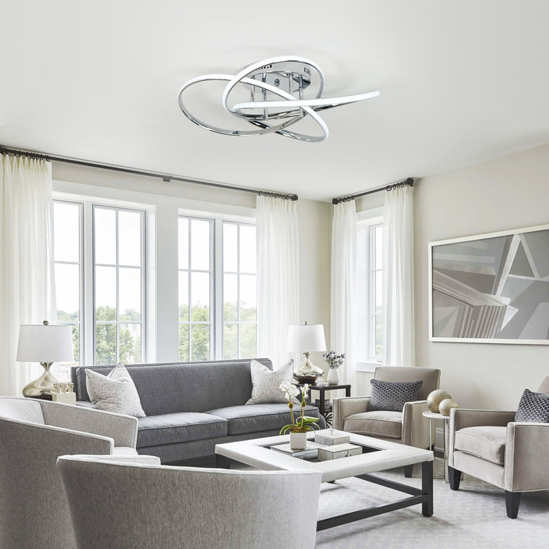 Kamorion 1-Light LED Flush Mount Ceiling Triac Dimmable Flower Shape, Chrome