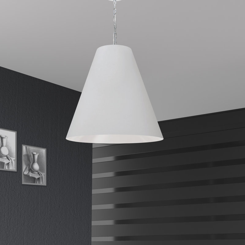 Luminaire suspendu conique à 1 lumière Ambrosio, Blanc, H 24 po x l 26 po x P 26 po, Laiton vieilli