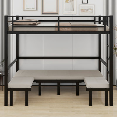 Pull-Out Metal Bunk Bed, Lower Bunk Can Be Pulled Out In Three Sections, Top Bunk Equipped Rails