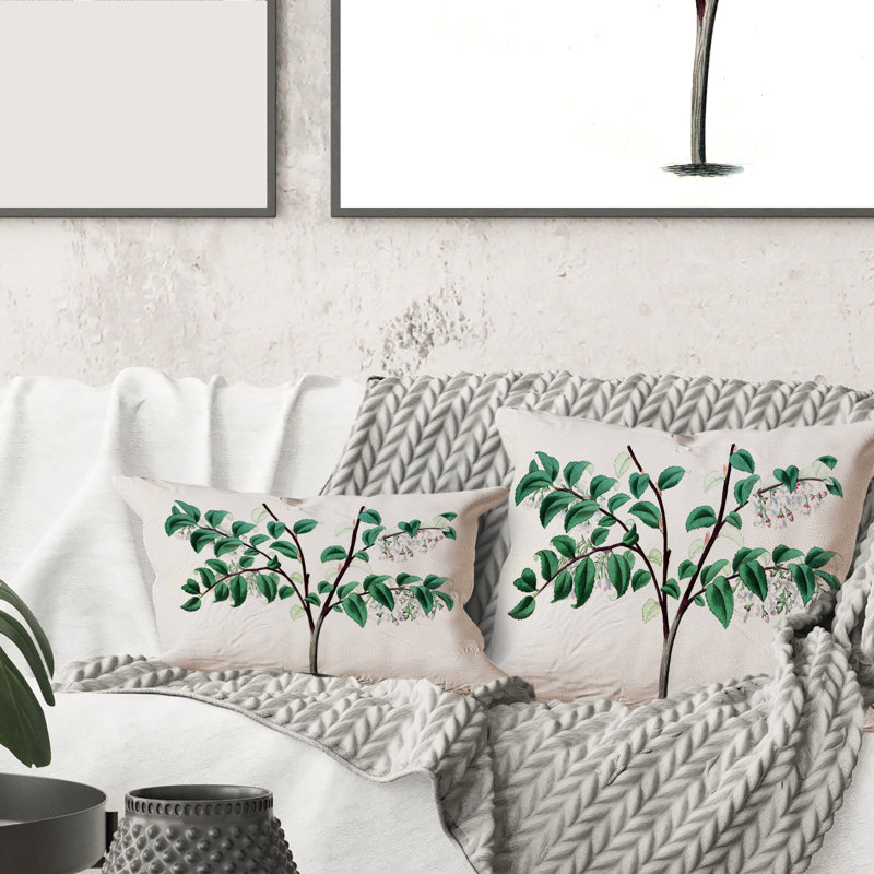 Rectangle, feuilles vertes rétro I - coussin décoratif traditionnel imprimé