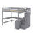 Full Size Wooden Loft Bed Frame With Integrated L-Shaped Desk, 3 Storage Shelves, And Built-In Storage Stairs-1158760002
