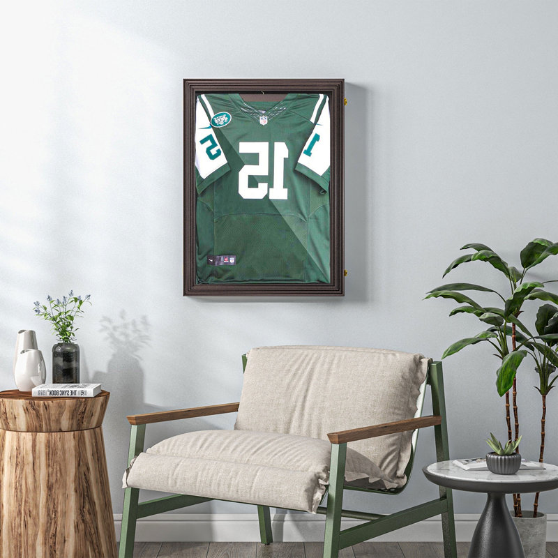 Cherry Brown Lockable Wall Mounted Jersey Display Case
