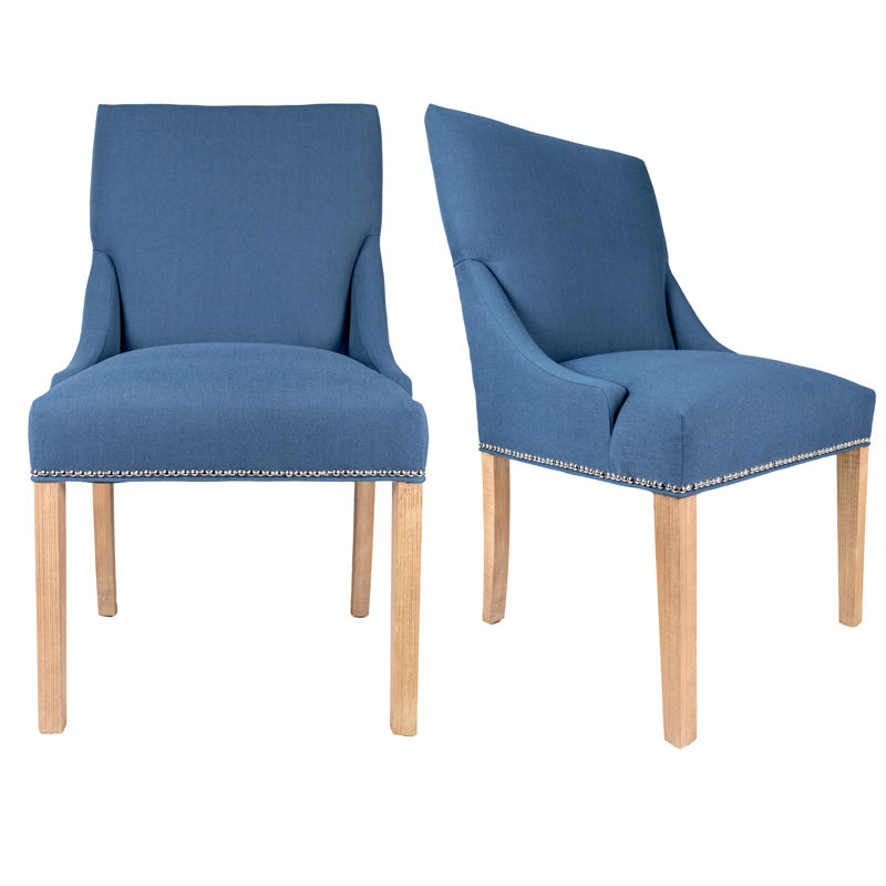 Chaise parsons rembourrée Anaisia, Naturel, Denim