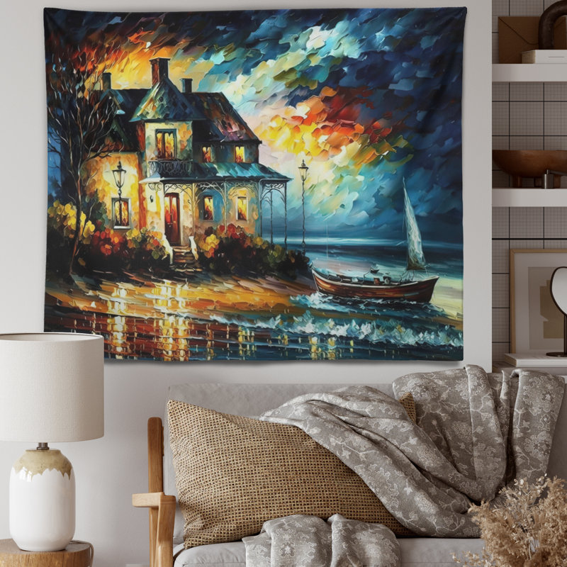 Tapisserie en polyester jaune et gris Farm I, H 32 po x l 39 po