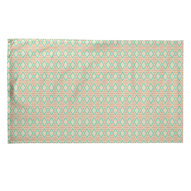 Tea Towel Kitchen Towel, Mint/Orange, Cotton Twill