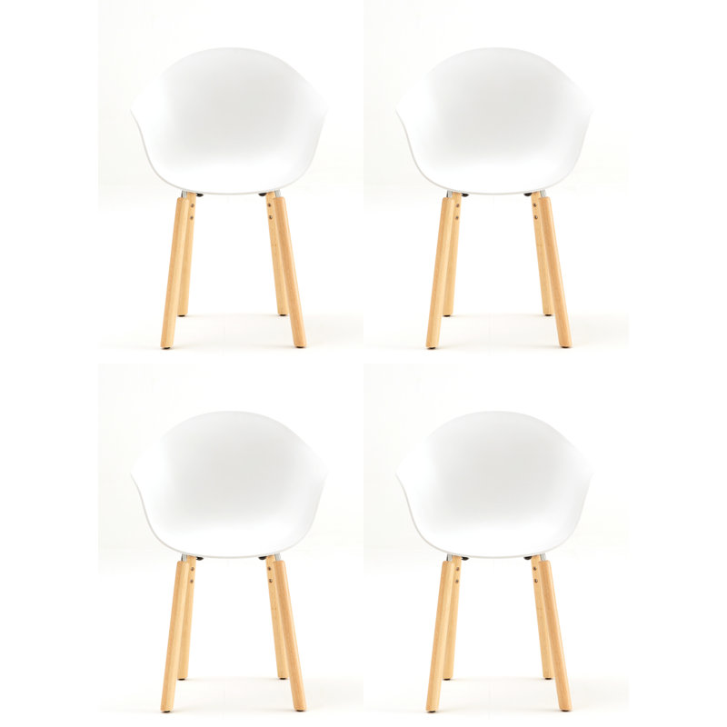 TA Armchair (Set of 4), White/Natural