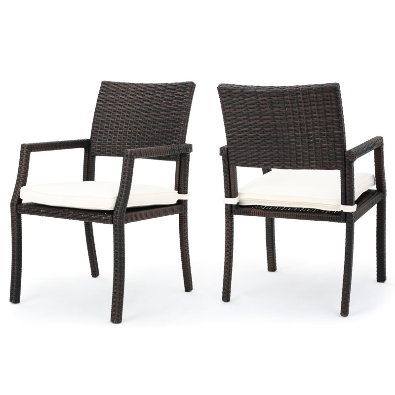 Island Dining Chair Of 2 - Elegant Chairs With Cushioned Water- Seat For Balcony, Brown 2Pcs Outdoor Cushioned, Seating Pleasure