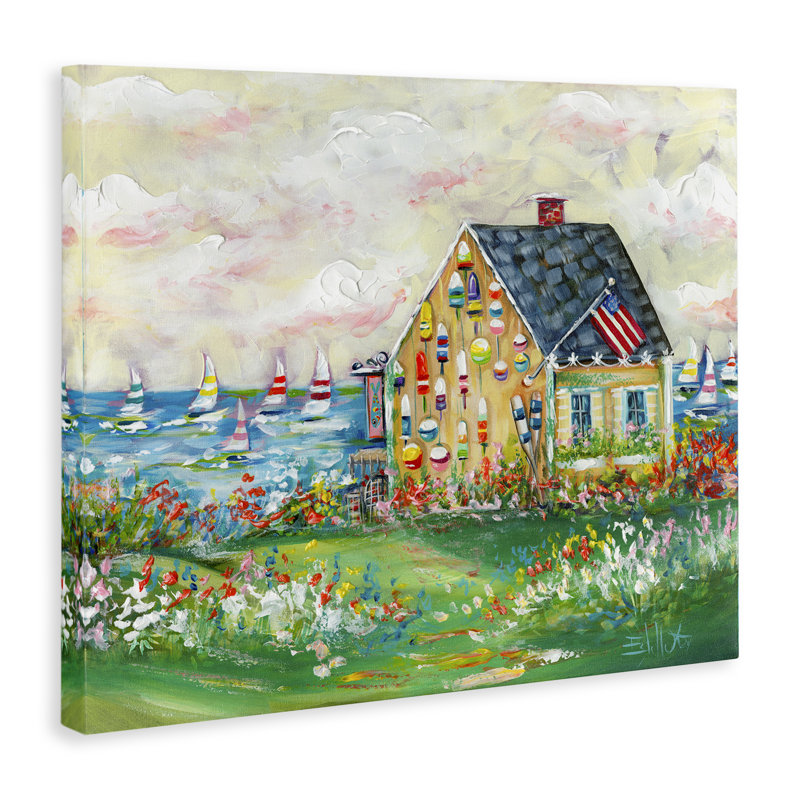  Art mural sur toile, "Buoy Covered Boat House" par Estelle Grengs, H 30 po x l 40 po