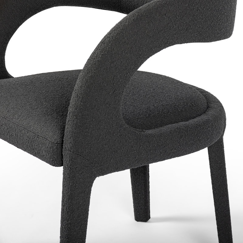 Hawkins Standard Upholstered Arm Chair, Fiqa Charcoal Boucle