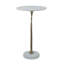 Table d'appoint ronde D14X24 avec plateau en marbre blanc et palmier doré