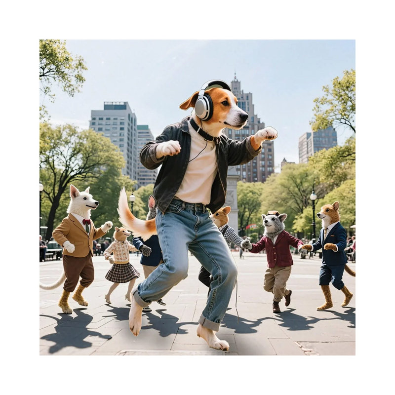 Dog Dancing In Washington Square Park 1 Piece Wall Art on Canvas, 30.48 cm H x 30.48 cm W x 1.905 cm D, Does Not Apply