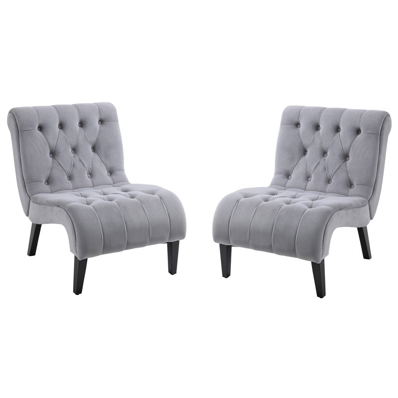 Dorothe Velvet Slipper Chair, Gray Velvet, 2