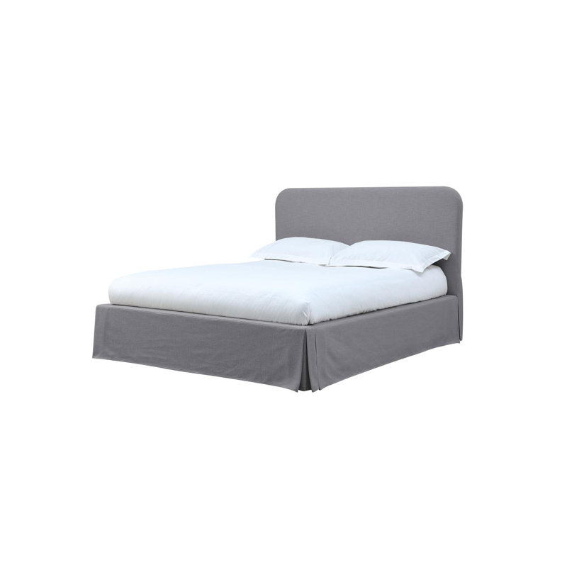 Lit plateforme tapissier Miya, Roi, Gris