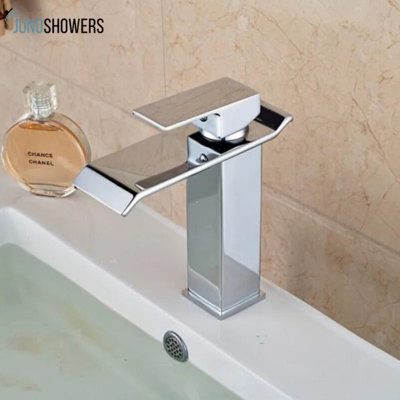 Ella Vessel   LED Waterfall Bathroom Faucet – Chrome Single Handle Basin Tap