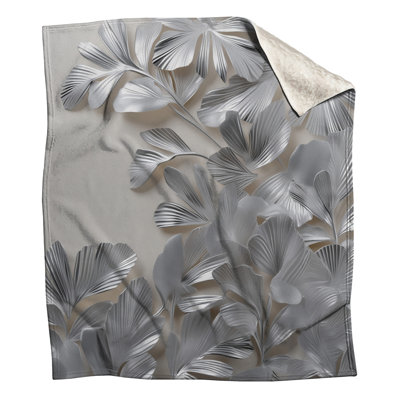Silver Metallic Leaves Blankets