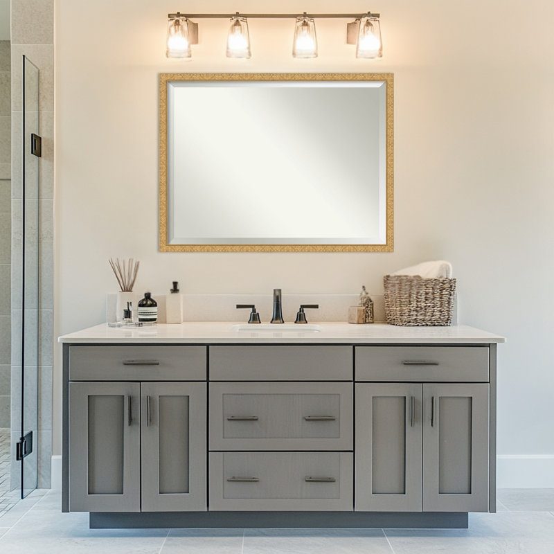 Miroir de salle de bain mural Lila, Doré, 32,5 po x 42,5 po