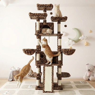81" Multi-Level Cat Tree Tower With Sisal-Covered Scratching Posts, 3 Plush Perches, 2 Baskets, Condo And Scratching Board - Tall Cat Activity Centre For Indoor Cats