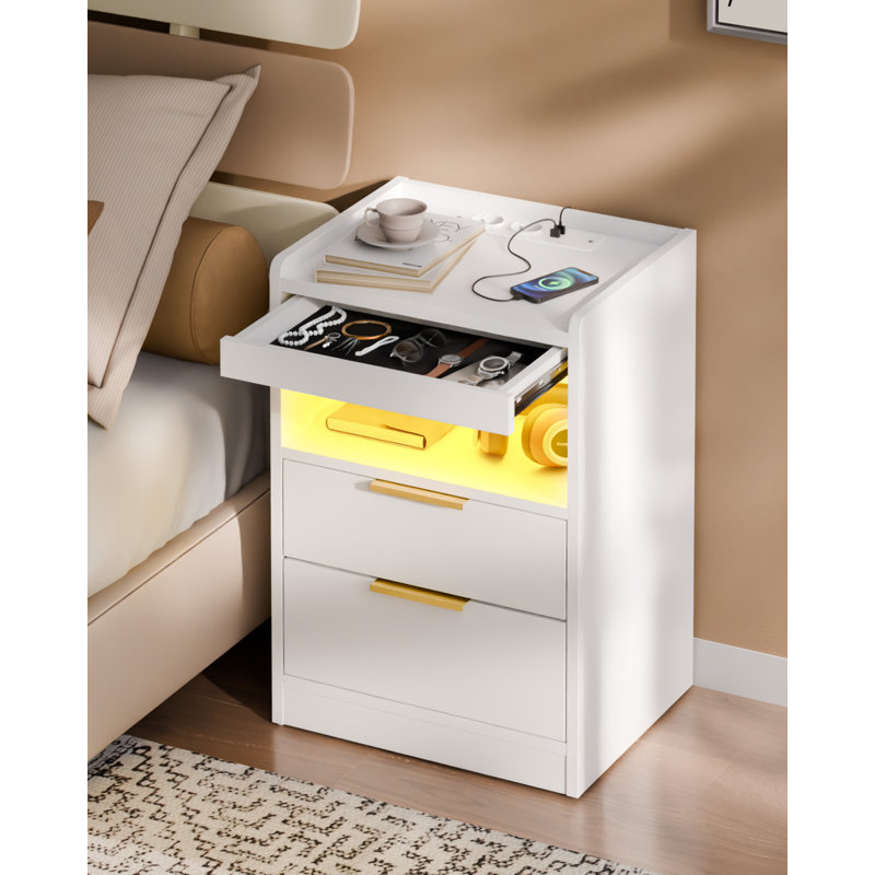 40cm W Bedside Table, White