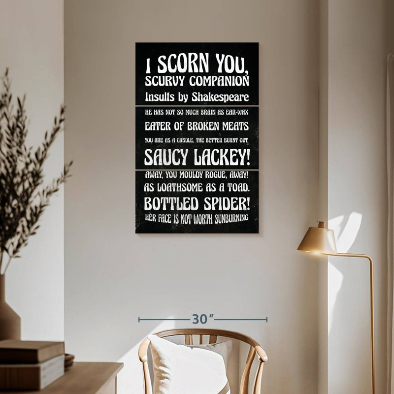 Ketti Funny Insultes par Shakespeare, H 57 po x l 36 po