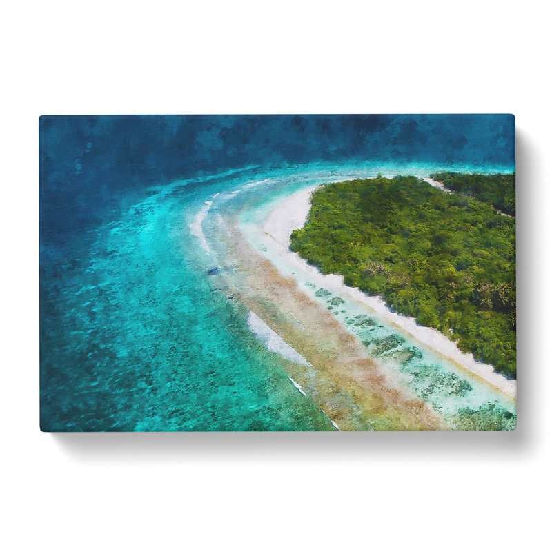 Maldives Beach - Wrapped Canvas Painting, 60cm H x 91cm W x 3cm D