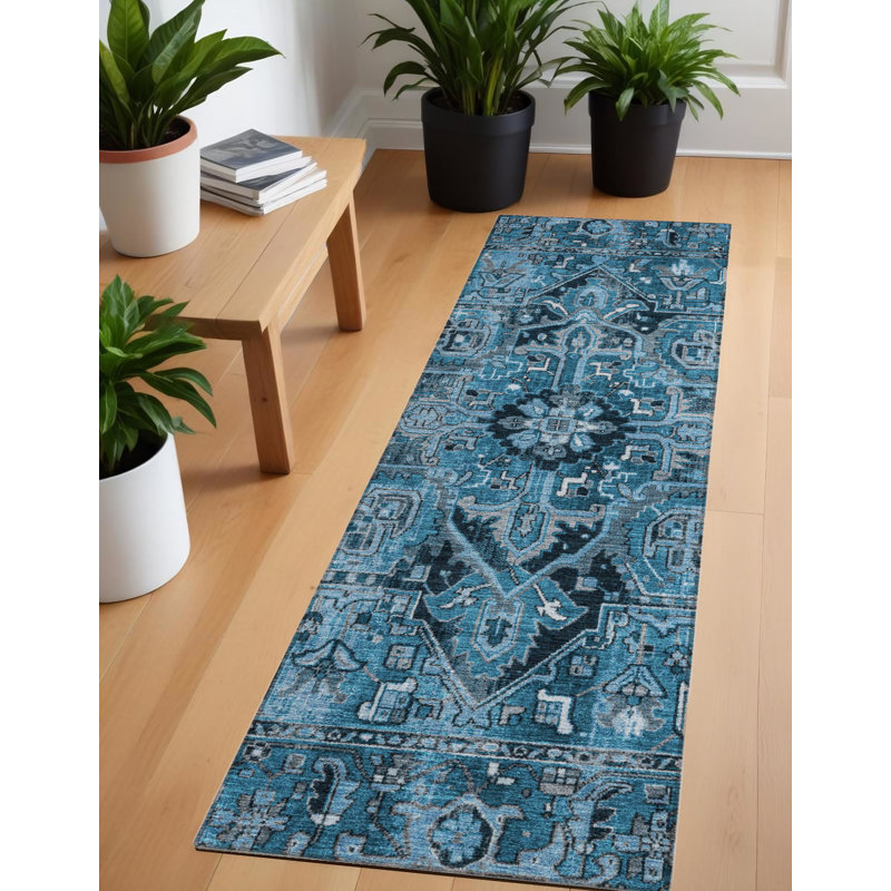 Tapis de couloir d'extérieur d'intérieur lavable gris HomeRoots 8 pi