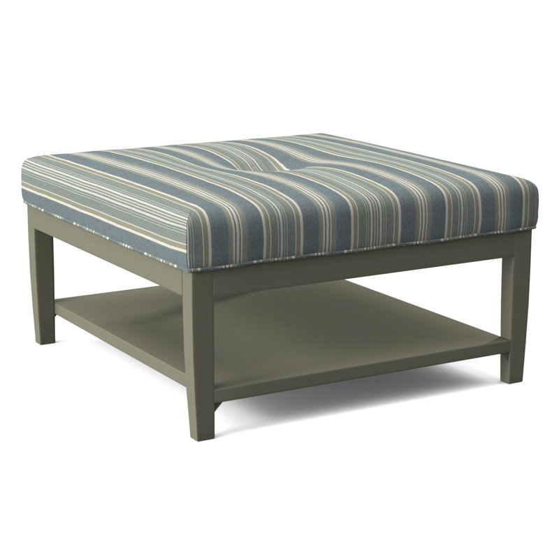 Repose-pieds Hammond avec rangement, Rayures vert et bleu; 0252-54, Finition pierre grise
