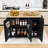 Erela Farmhouse Rolling Kitchen Island Cart with Drop Leaf and Internal Storage Racks-1027550424
