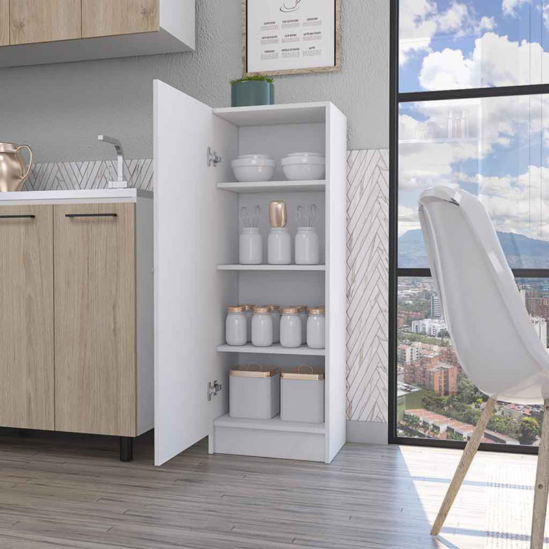 Miami Single Door Pantry, Four Shelves