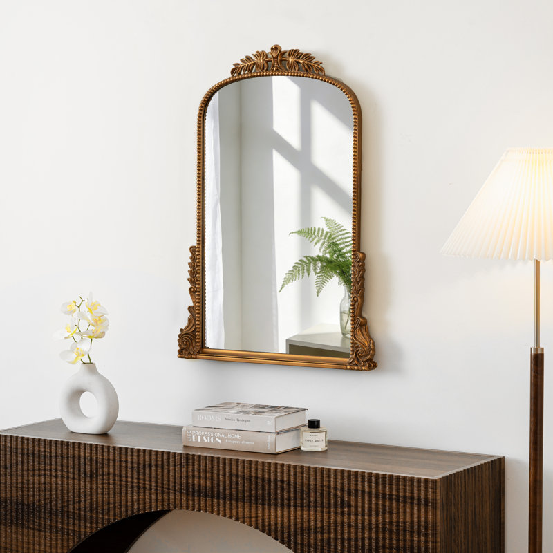 Arch Retro Victorian Accent Wall Mirror, Antique Gold, 80cm H x 60cm W