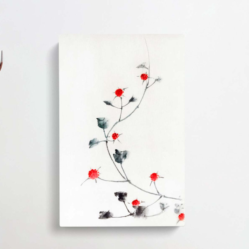 Small Red Blossoms On A Vine by Katsushika Hokusai - Wrapped Canvas, 50cm H x 35cm W x 3cm D