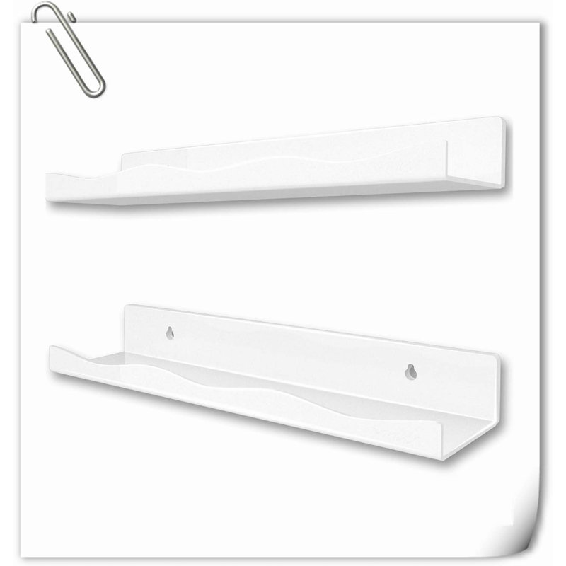Kennethia 2 Piece Acrylic Floating Shelf, White